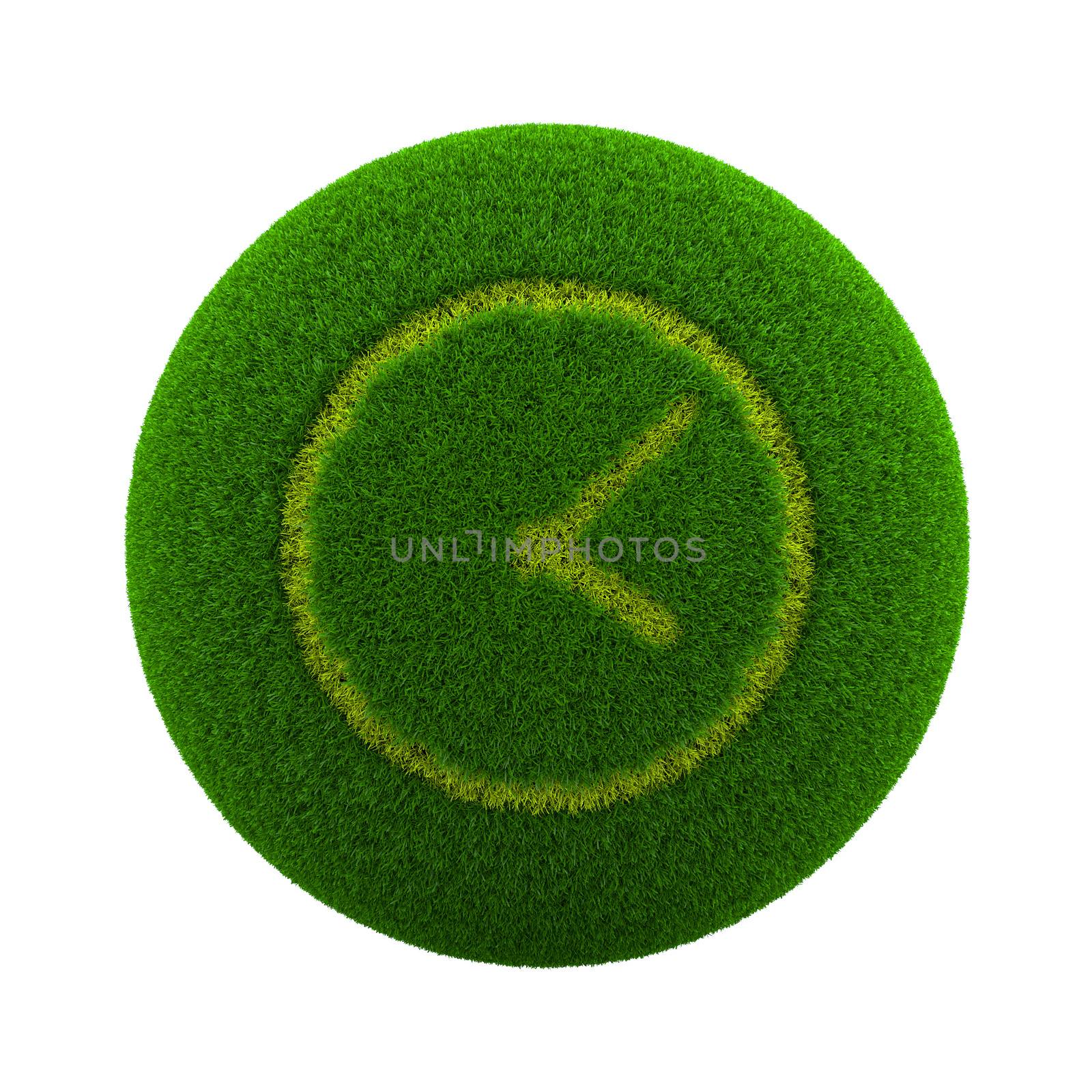 Green Globe with Grass Cutted in the Shape of a Clock Symbol 3D Illustration Isolated on White Background