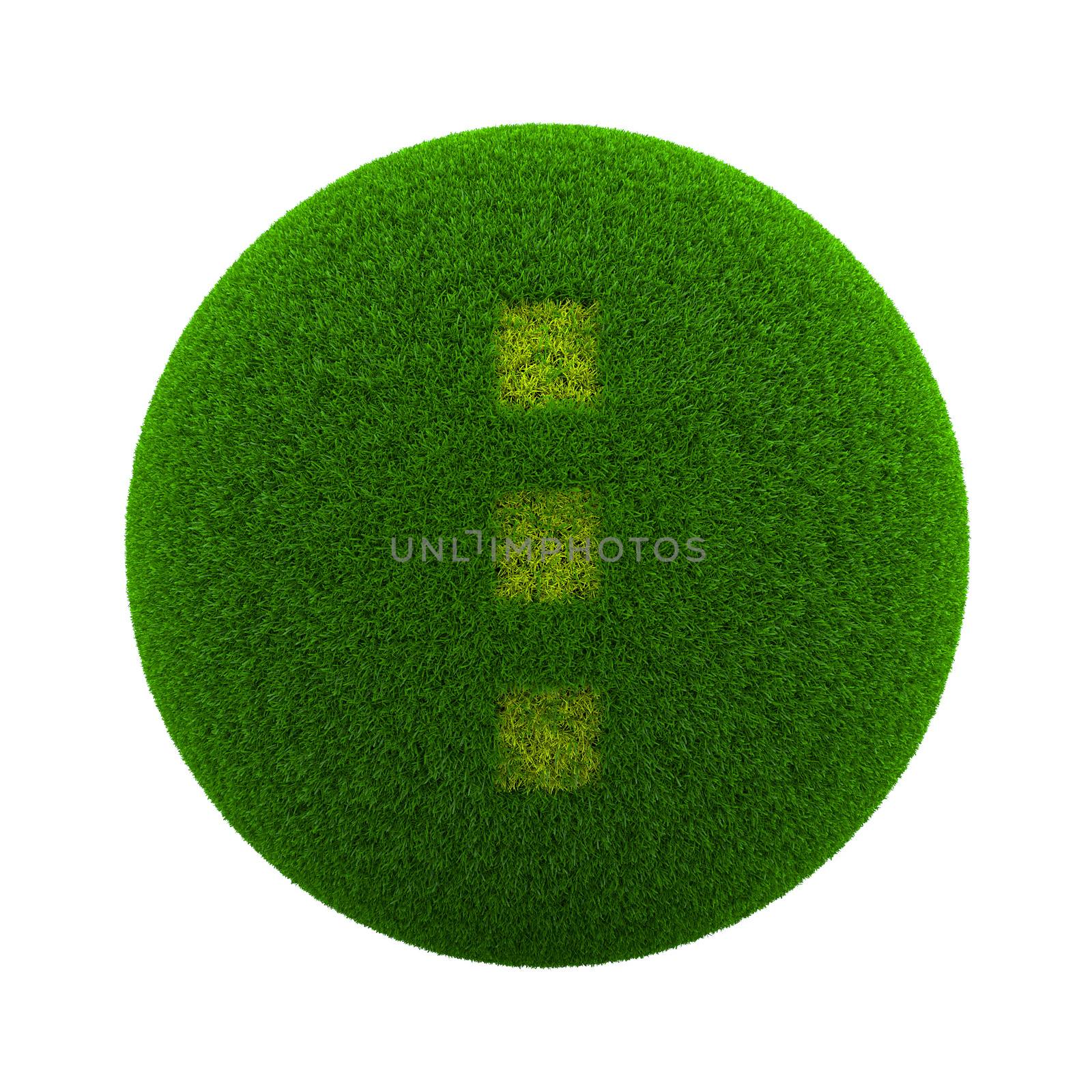 Green Globe with Grass Cutted in the Shape of Three Small Squares App Options Symbol 3D Illustration Isolated on White Background