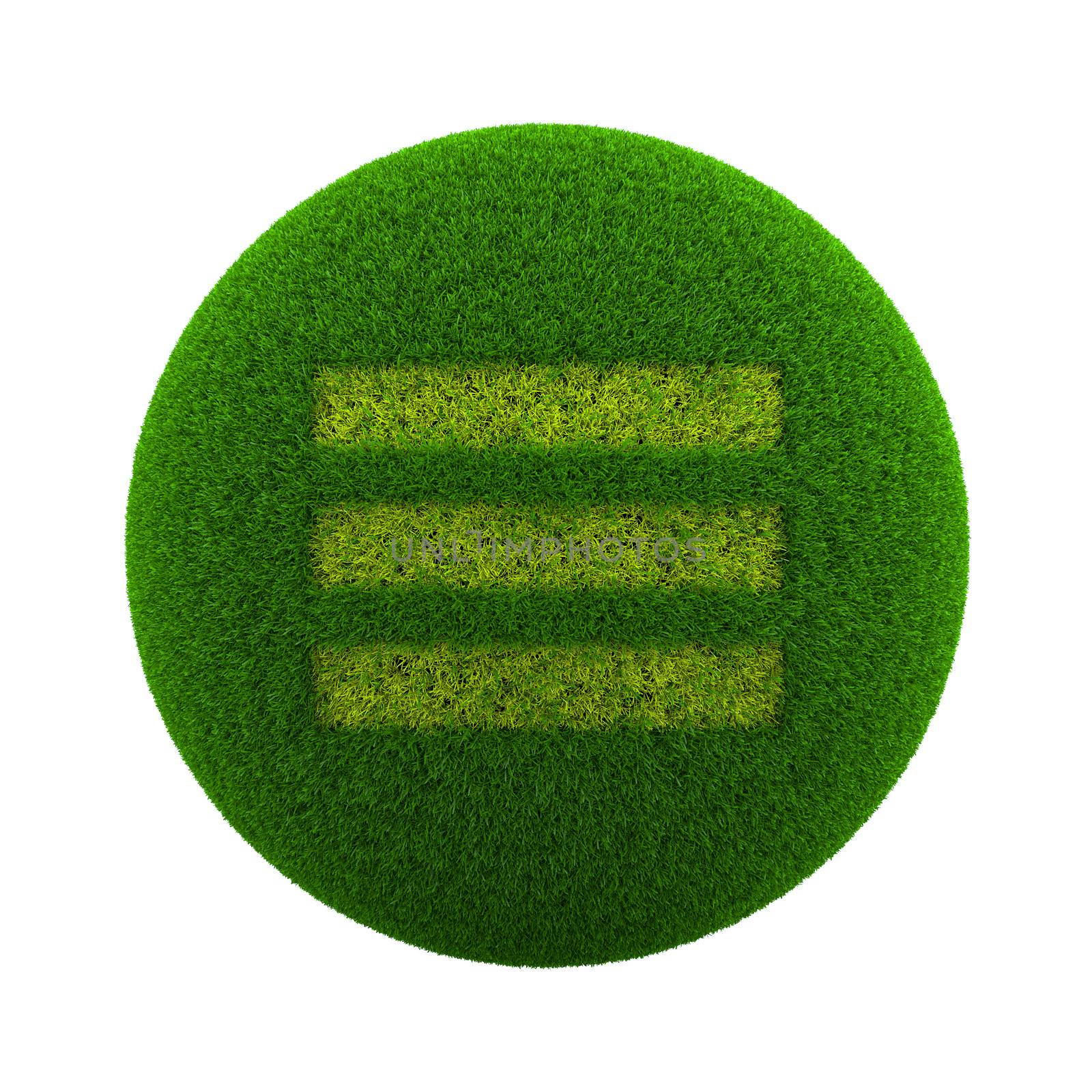 Green Globe with Grass Cutted in the Shape of Three Lines App Menu Symbol 3D Illustration Isolated on White Background