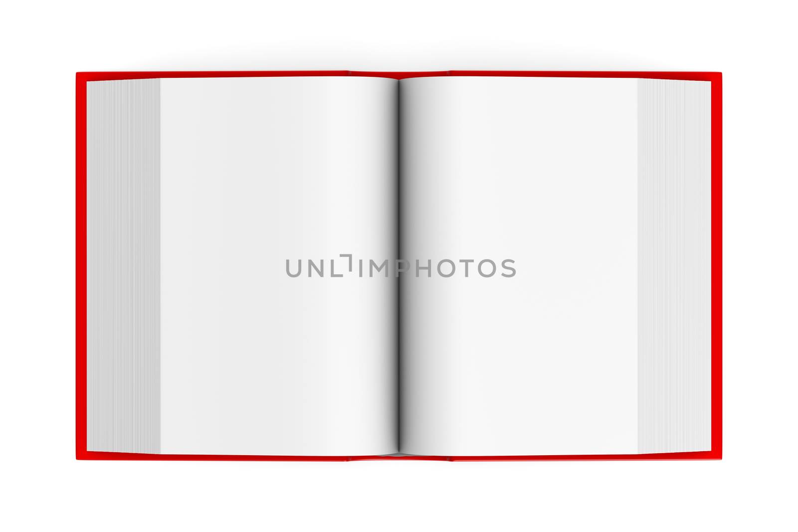 Red Cover Open Book with Blank Pages on White Background 3D Illustration