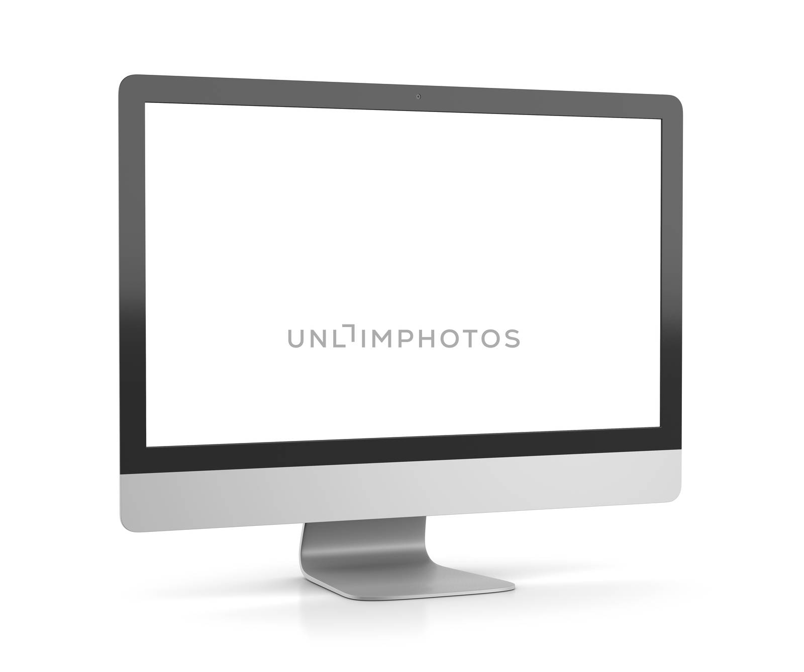 Allinone Computer White Blank Monitor on White Background 3D Illustration