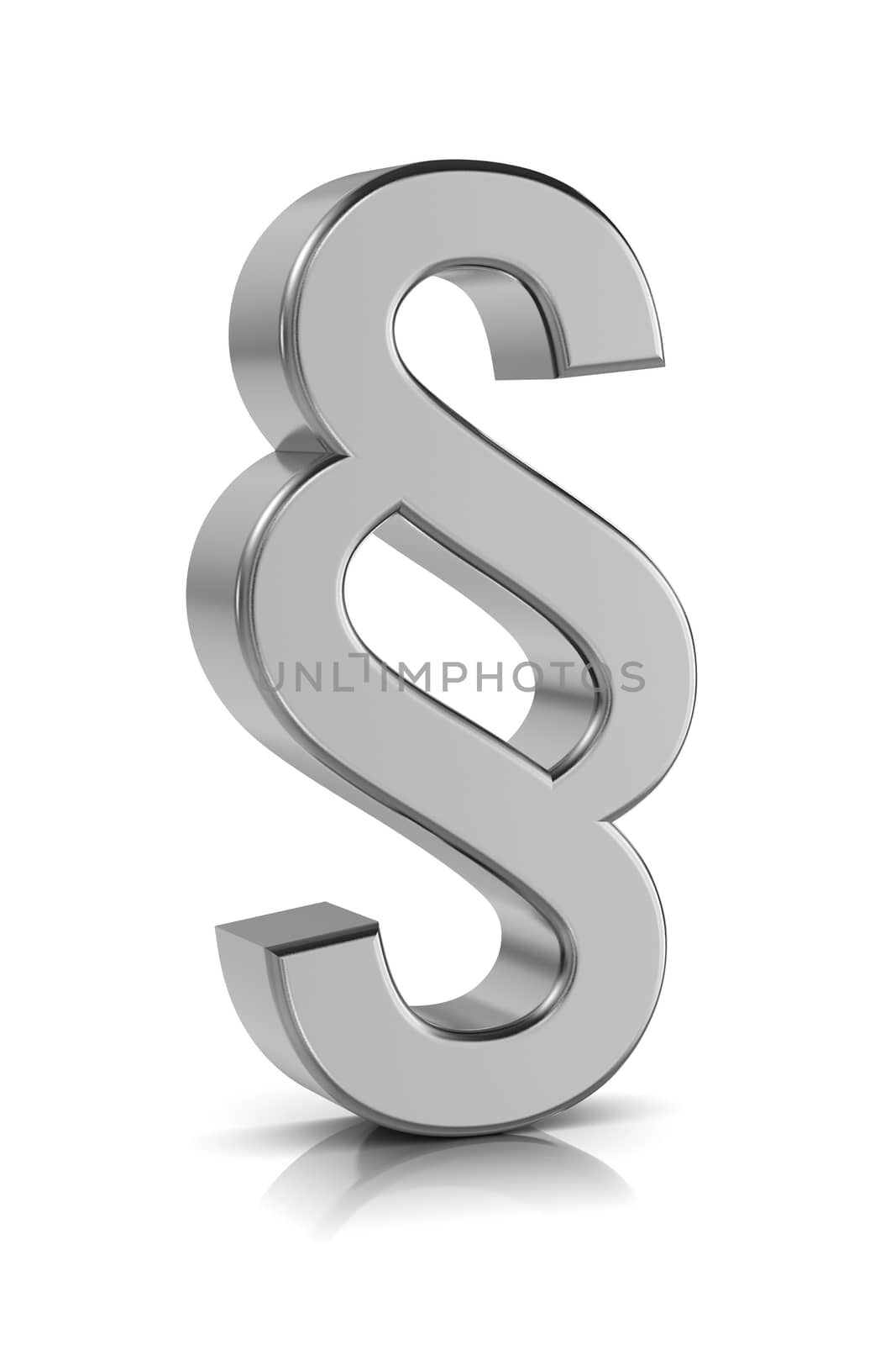 3D Paragraph Metal Symbol Standing on White Background