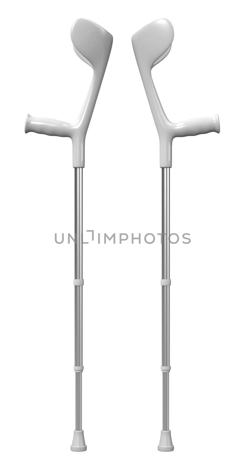Crutches Isolated on White 3D Illustration