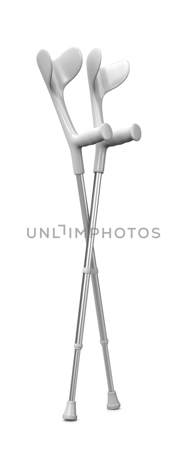Crutches on White 3D Illustration