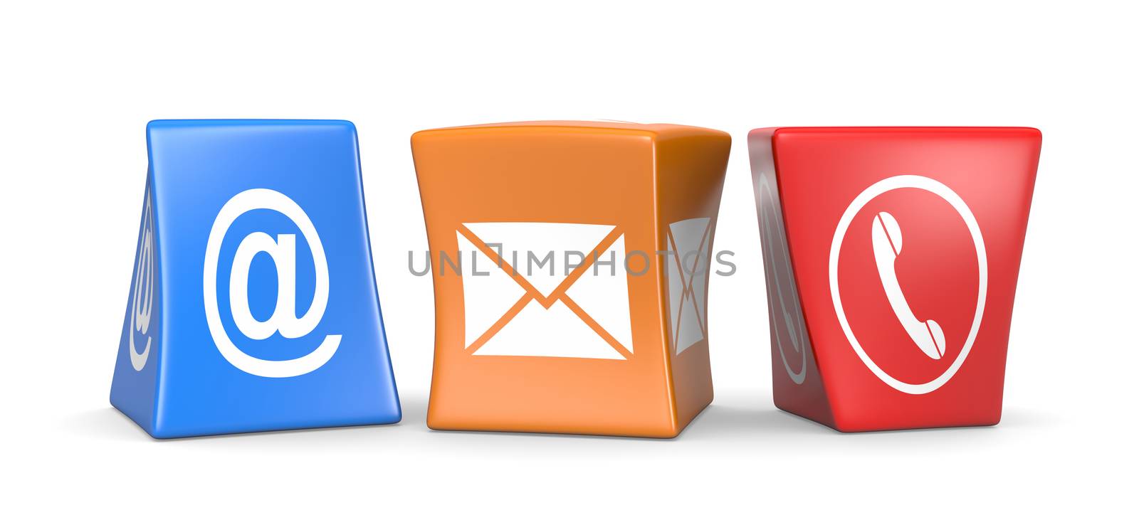 Contact Us Funny Cubes Set on White Background