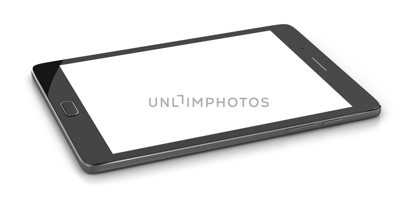 Tablet Pc Turned Off with White Blank Display on White Background 3D Illustration