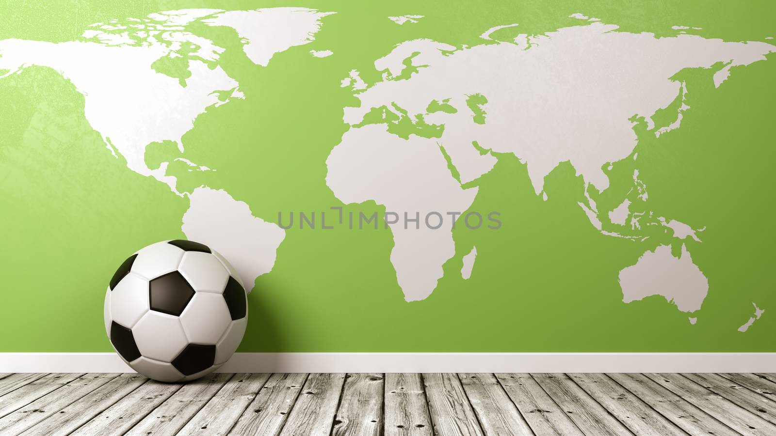 Soccer Ball with Green World Map by make