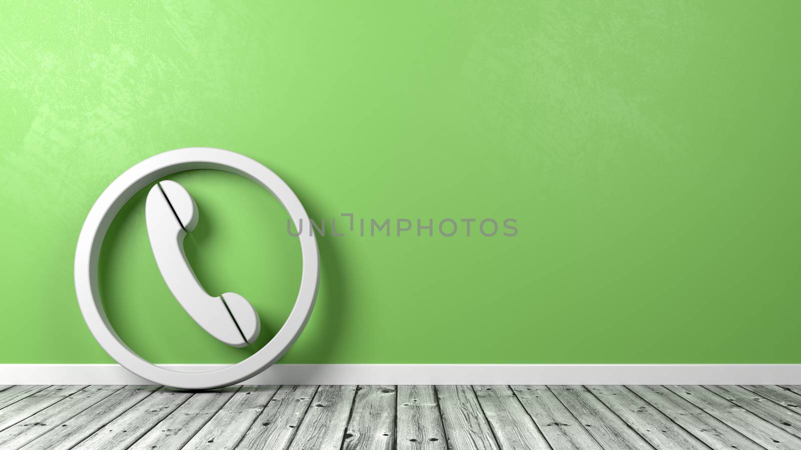 Phone Symbol Against Wall with Copyspace by make