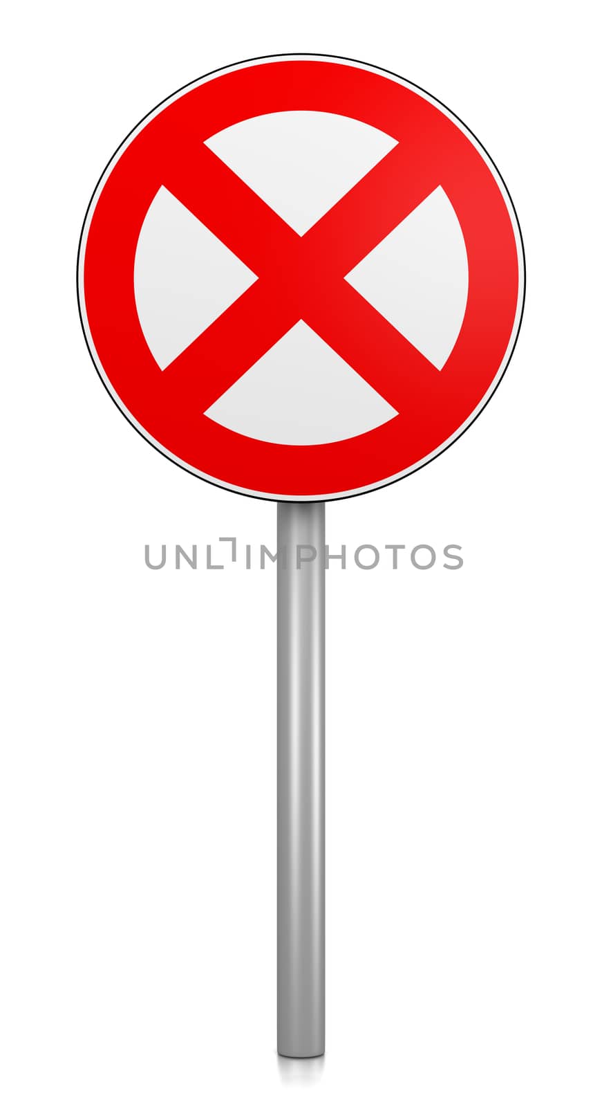Prohibition Road Sign on White Background 3D Illustration