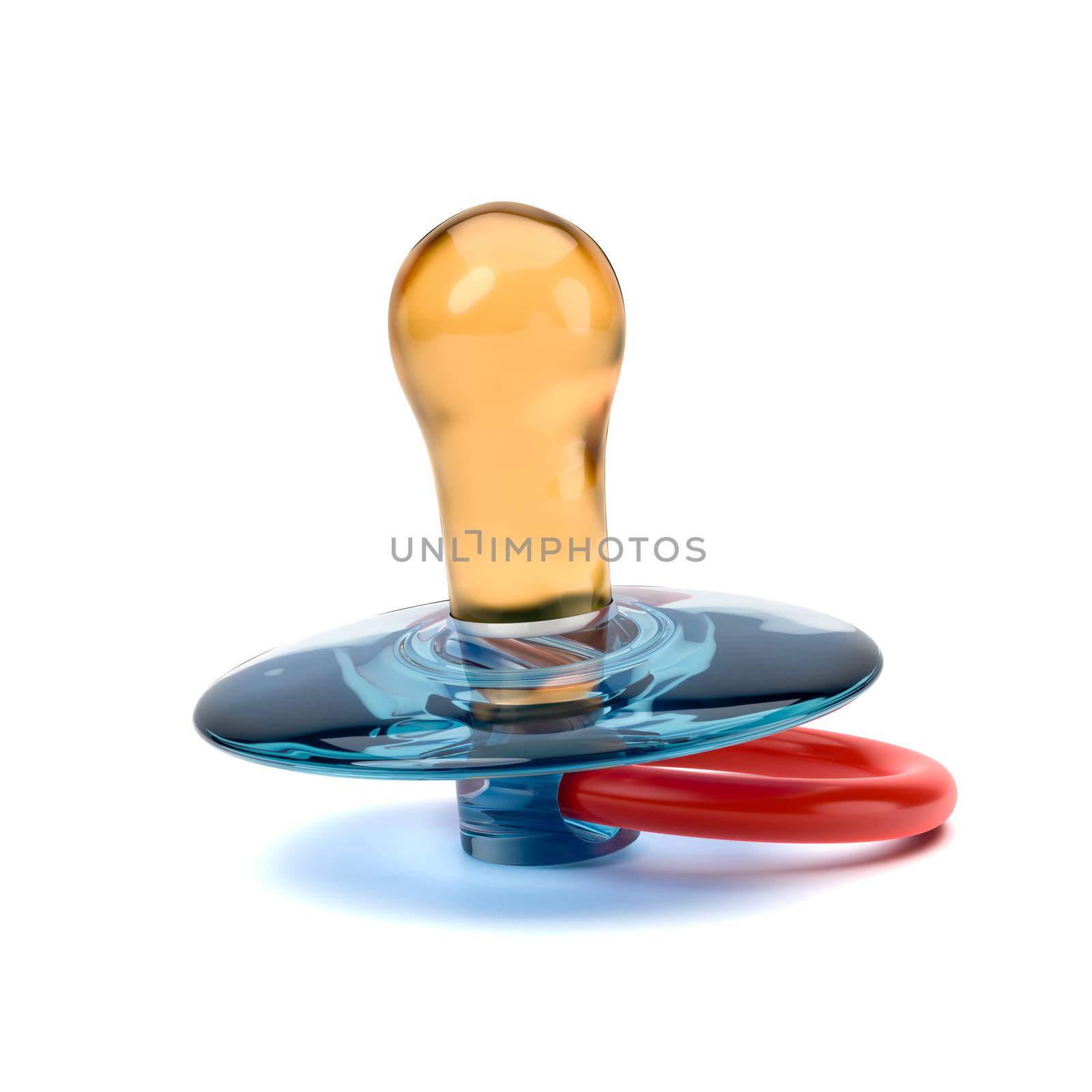 Blue and Red Baby's Pacifier on White Background, 3D Illustration