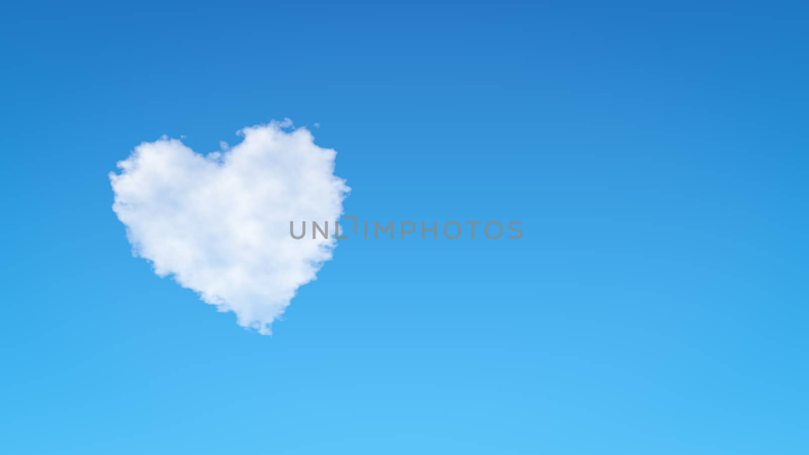 Single Heart Shape Cloud in the Blue Sky with Copyspace