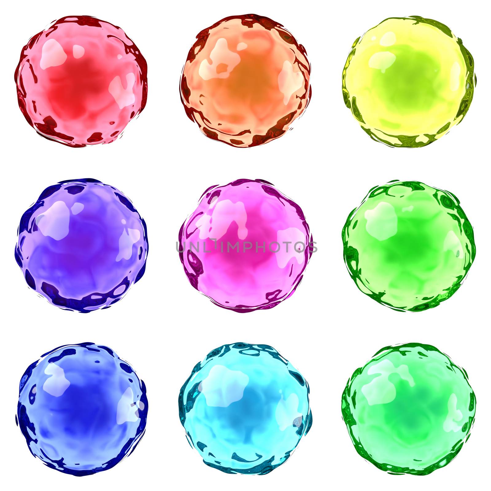Set of Colorful Jelly Drops Isolated on White Background