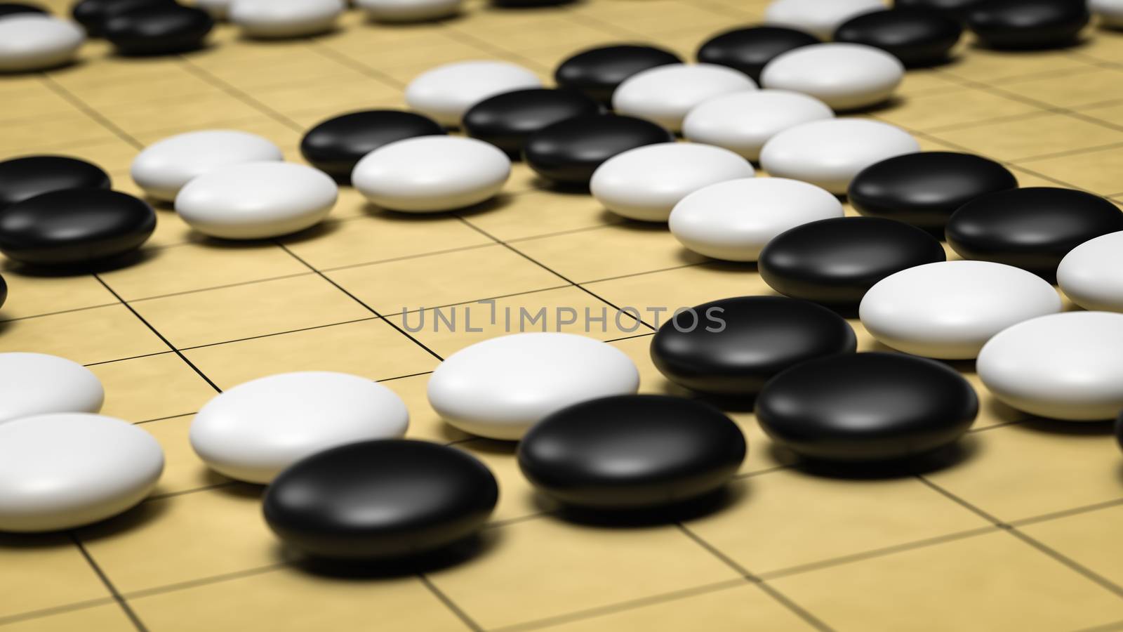 Go Board Game Close-up 3D Render