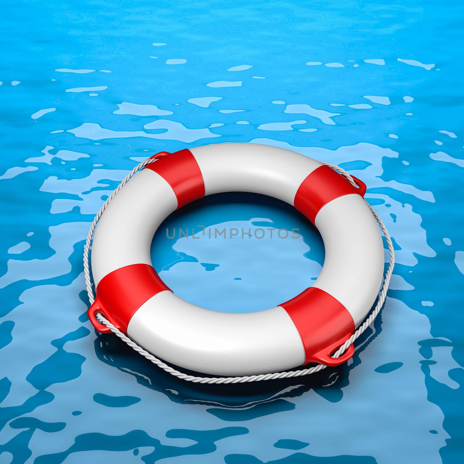 Lifebuoy in the Sea 3D Illustration