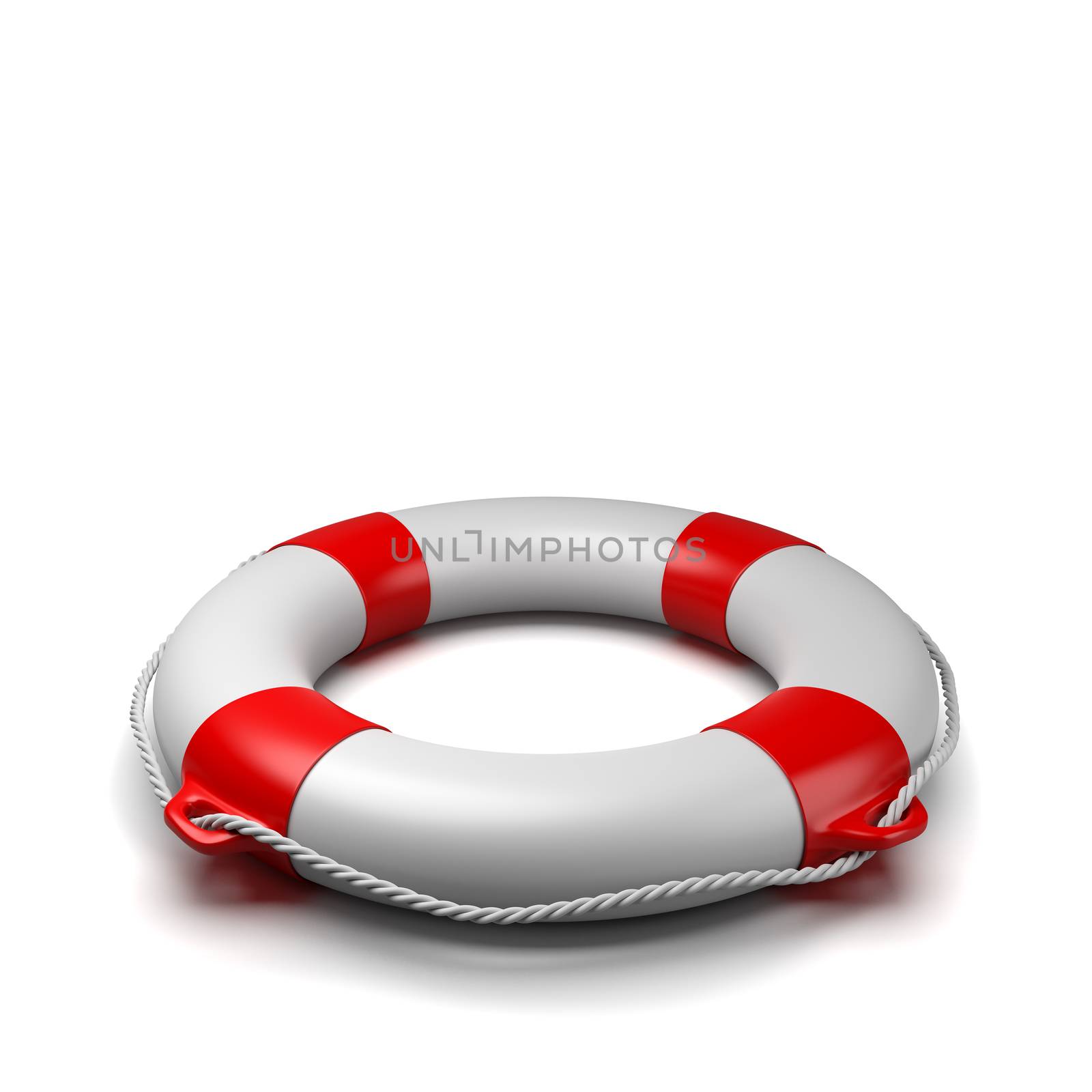 Lifebuoy on White Background with Copyspace 3D Illustration