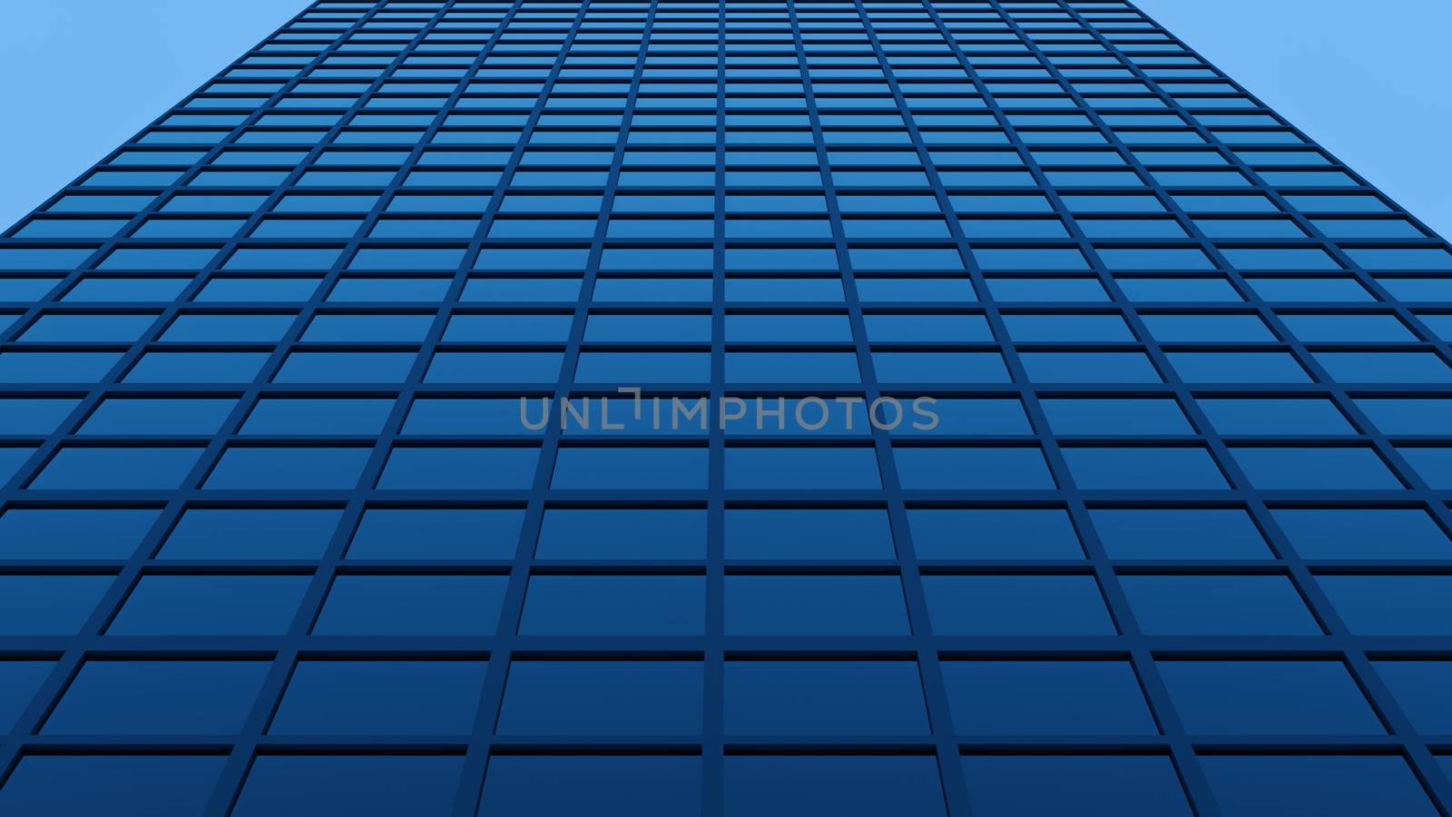 Blue Glass Skyscraper Facade 3D Render