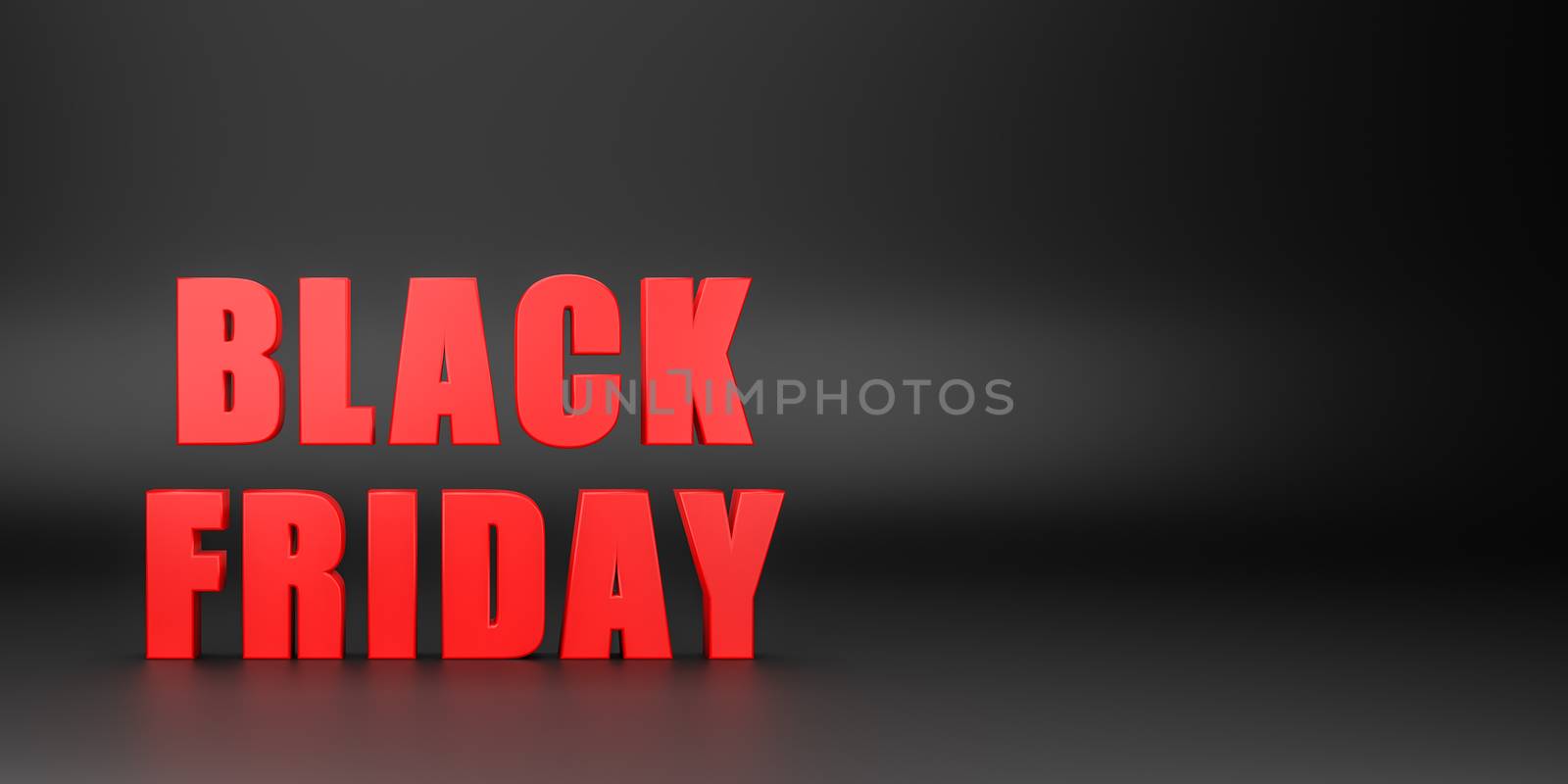 Red Black Friday 3D Text on Black Background with Copyspace 3D Illustration