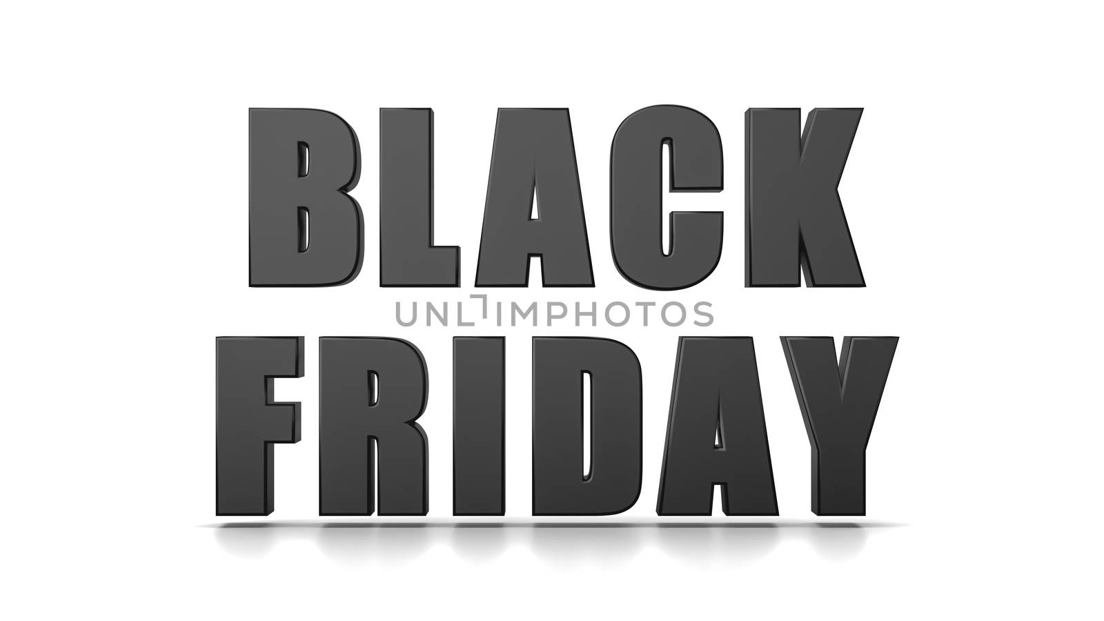 Black Black Friday 3D Text isolated on White Background 3D Illustration, Front View