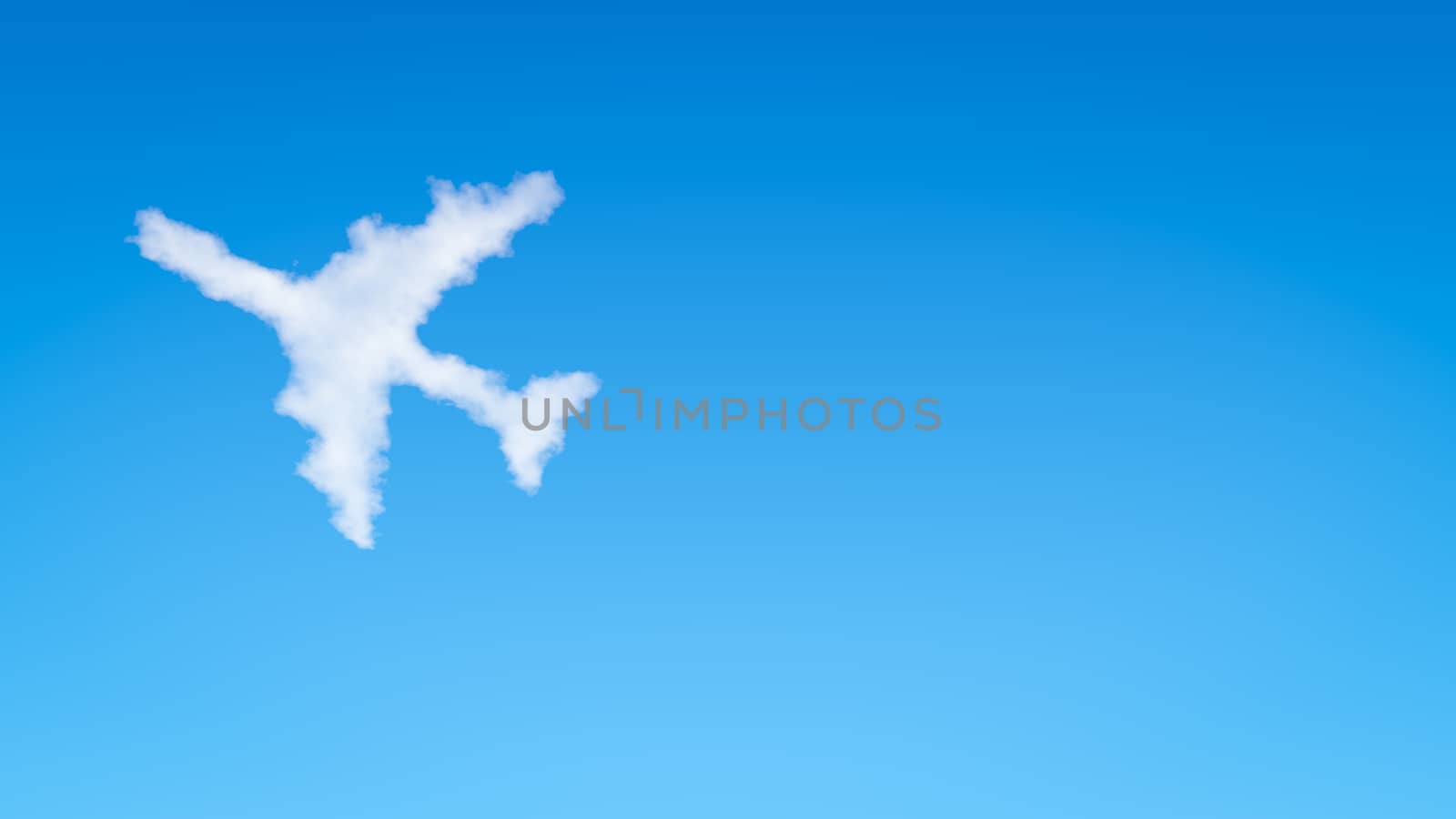 Airplane Shape Cloud in the Blue Sky with Copyspace