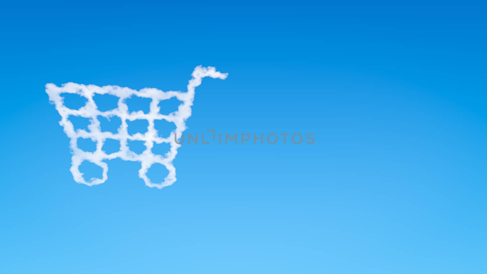 Shopping Cart Symbol Shape Cloud in the Blue Sky with Copyspace