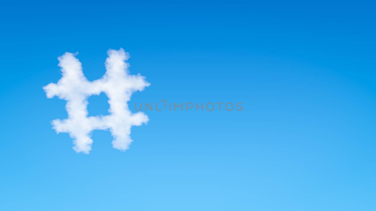Single Hash Symbol Shaped Cloud in the Blue Sky with Copyspace