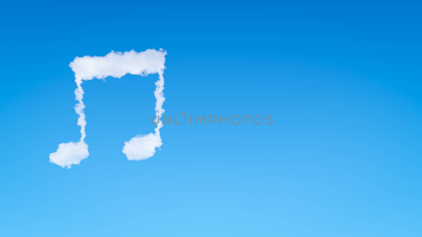Musical Notes Symbol Shape Cloud in the Blue Sky with Copyspace