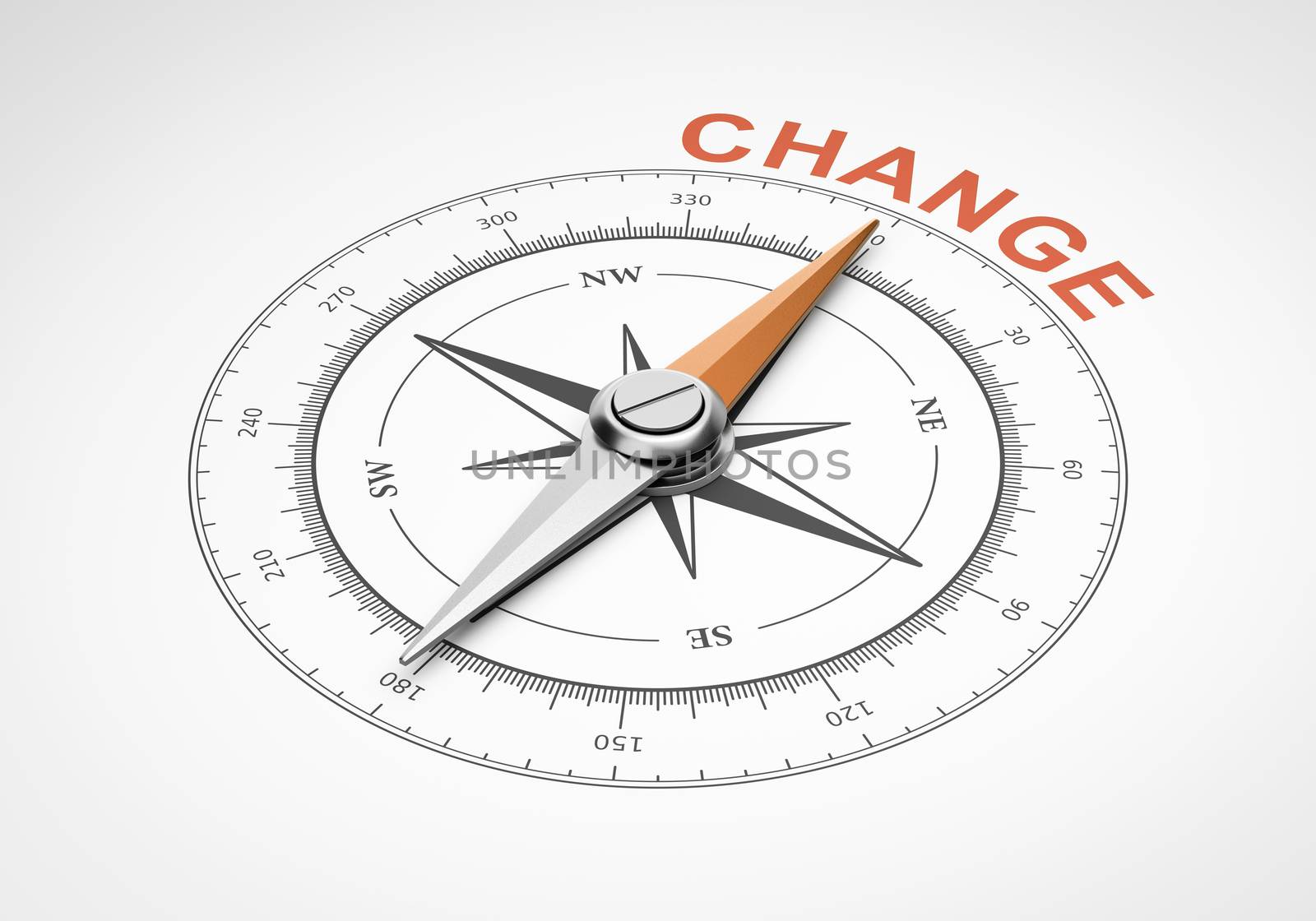 Compass on White Background, Change Concept by make