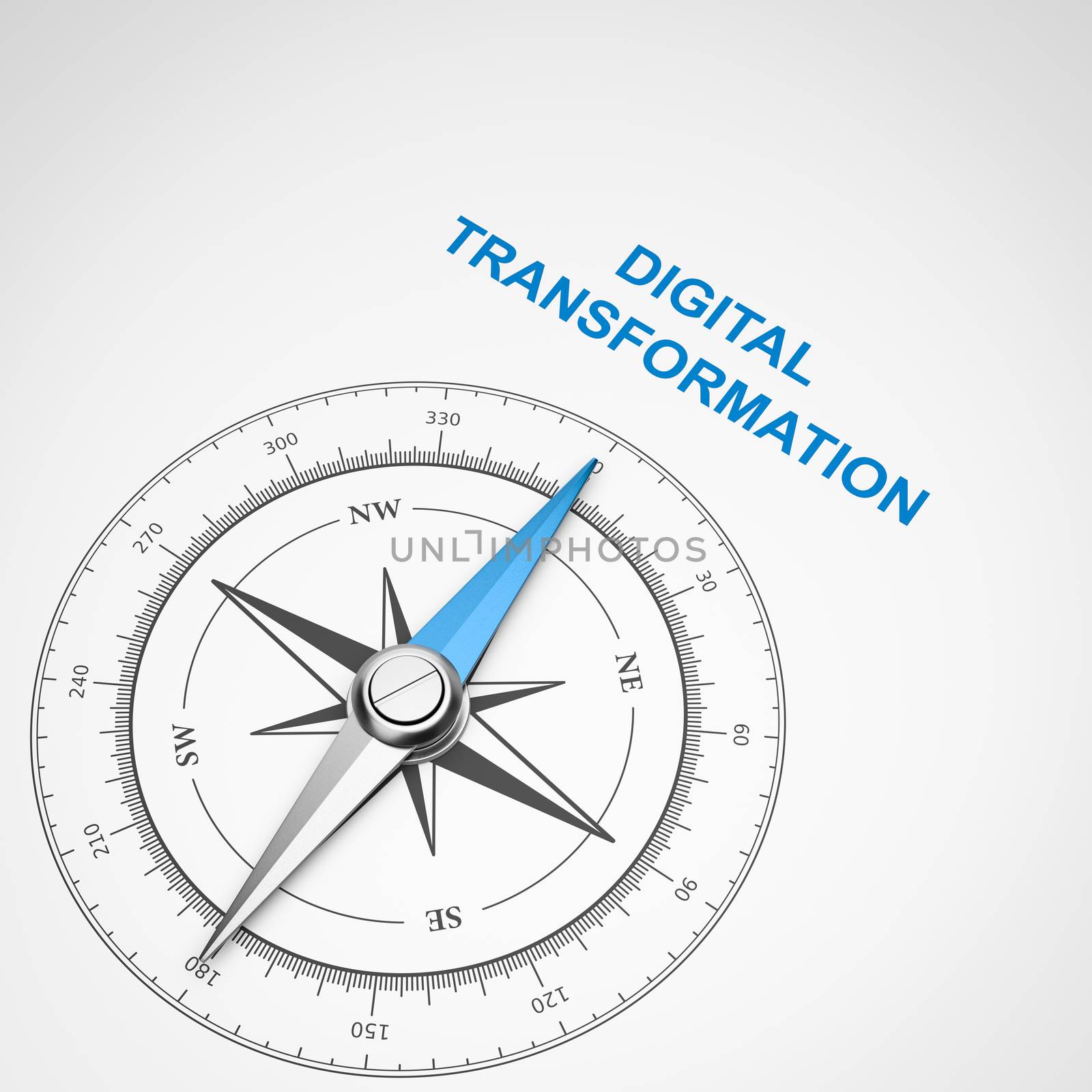 Compass on White Background, Digital Transformation Concept by make