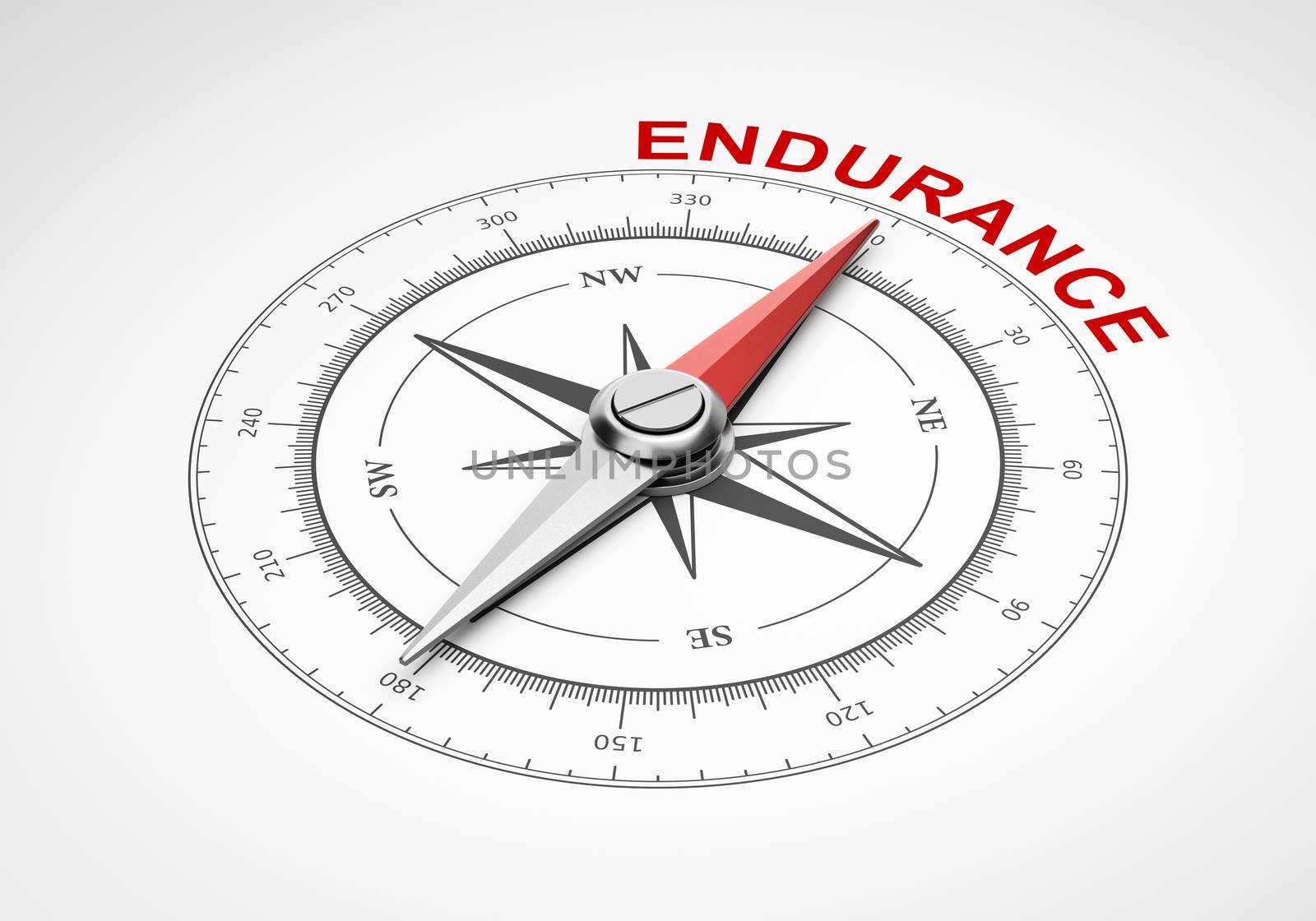 Compass on White Background, Endurance Concept by make