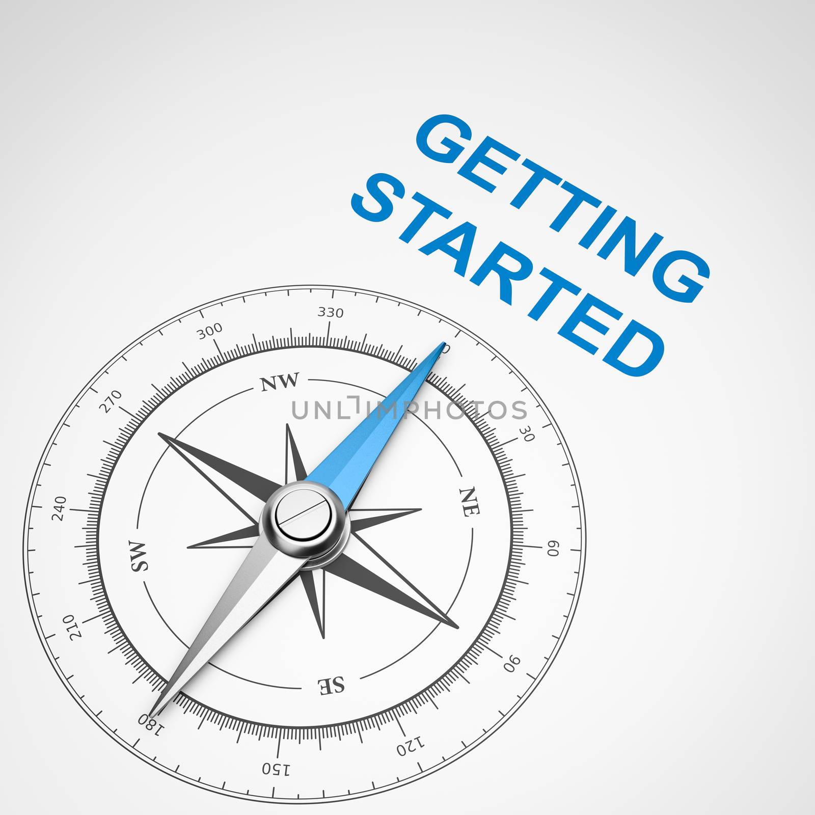 Compass on White Background, Getting Started Concept by make