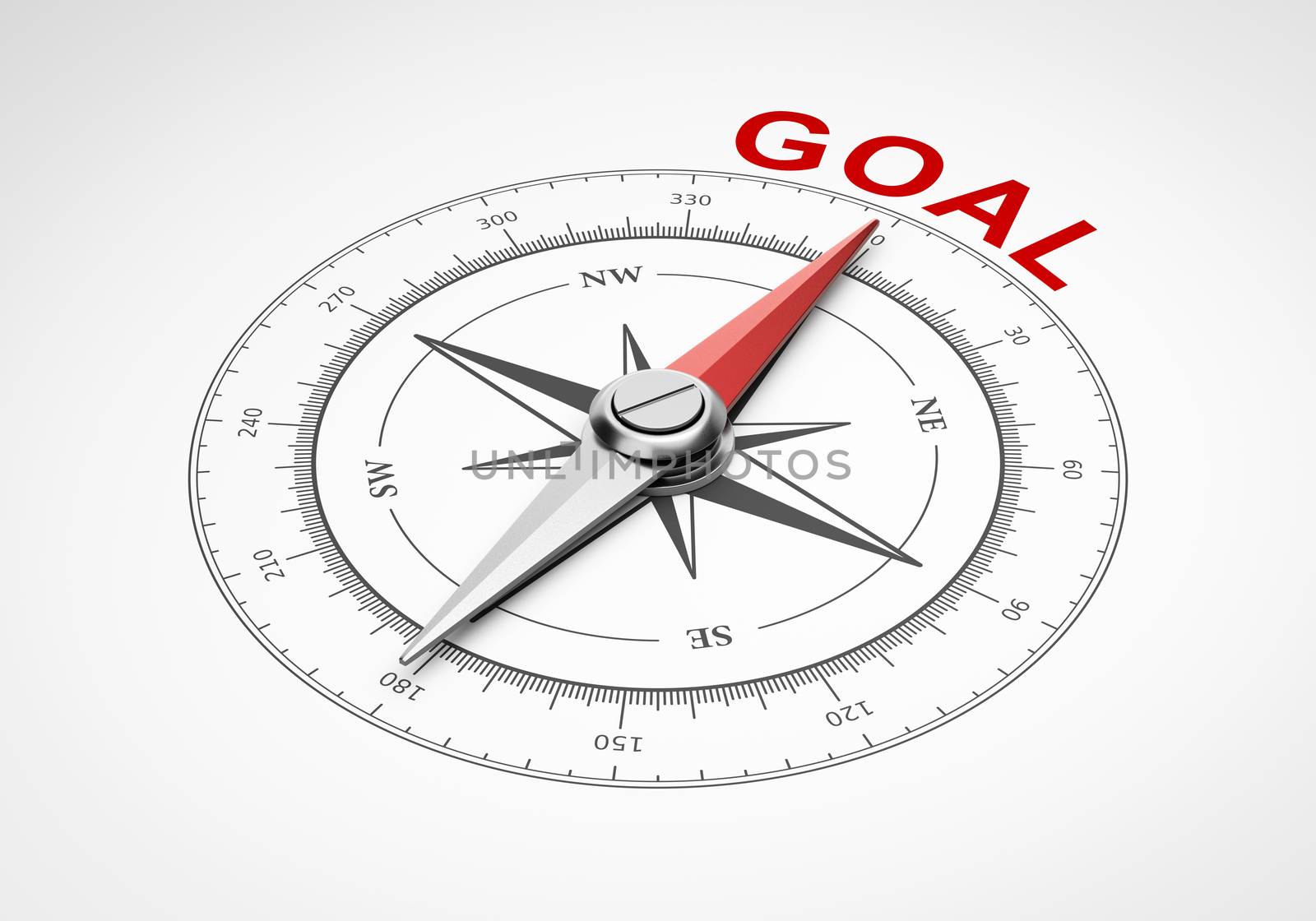 Compass on White Background, Goal Concept by make