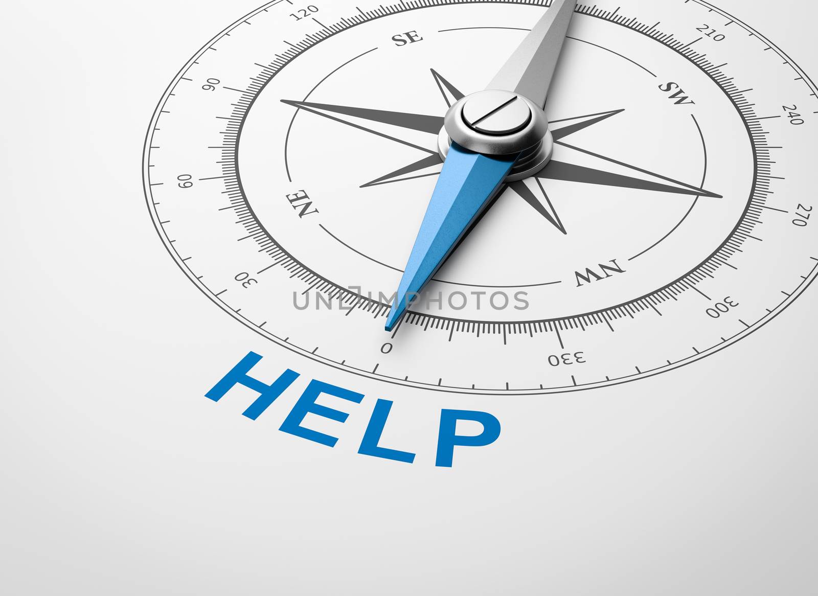 Compass on White Background, Help Concept by make