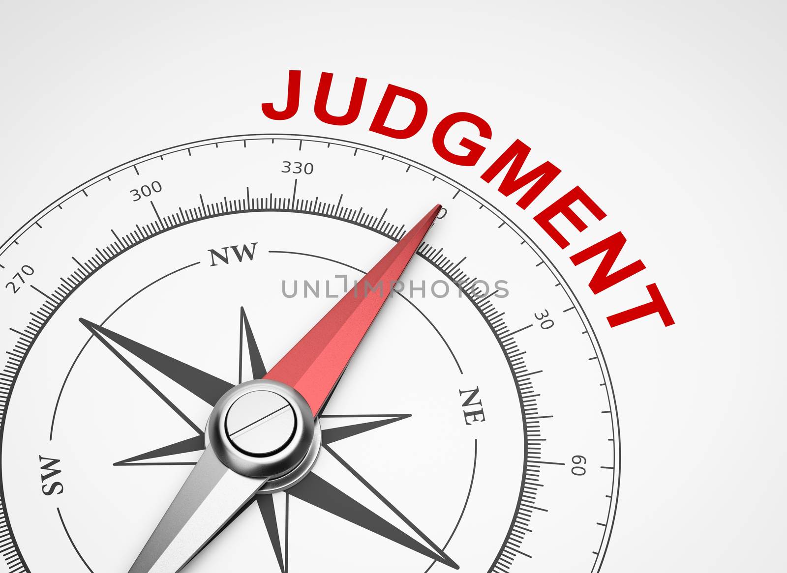 Compass on White Background, Judgment Concept by make