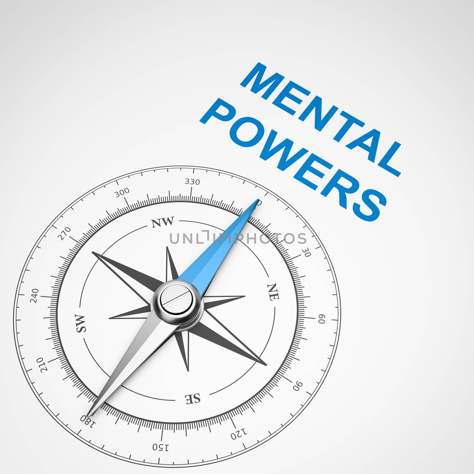 Compass on White Background, Mental Powers Concept by make