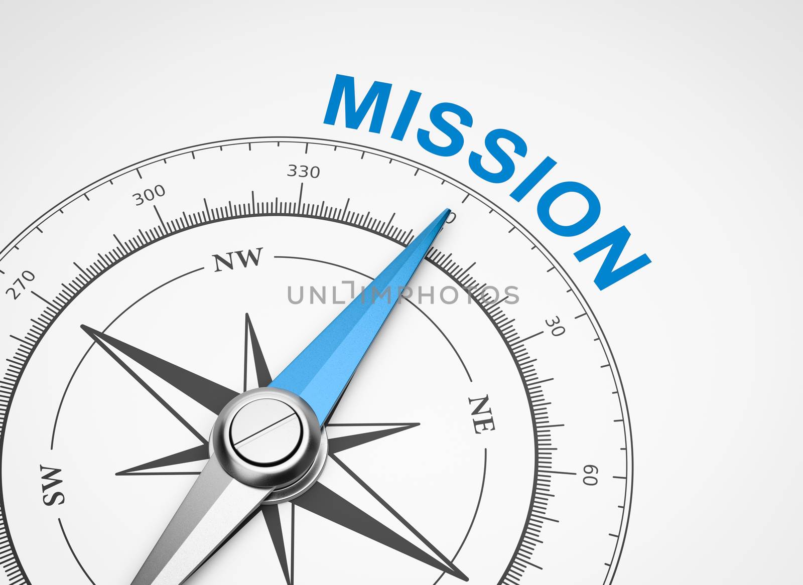 Compass on White Background, Mission Concept by make