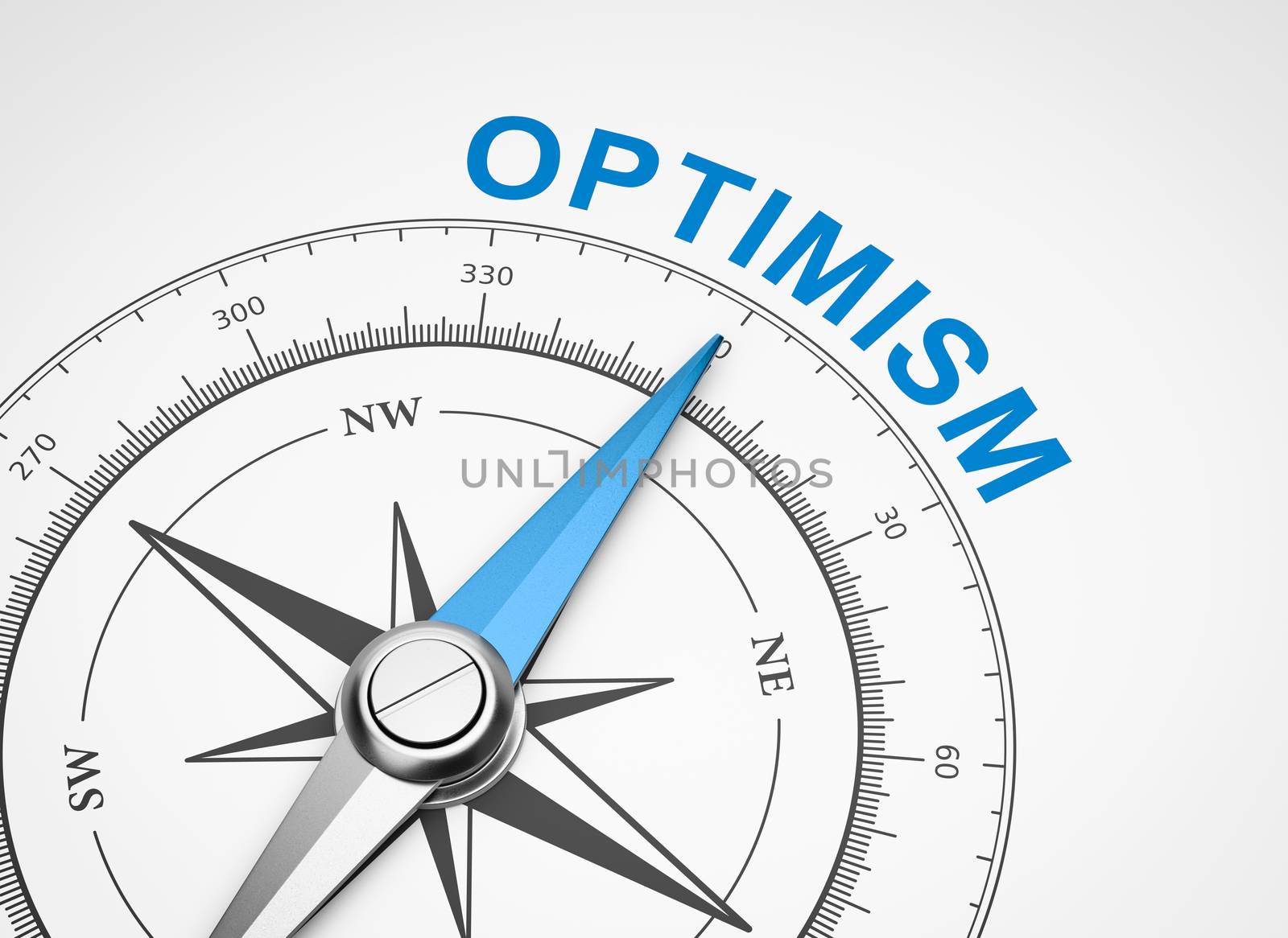 Compass on White Background, Optimism Concept by make