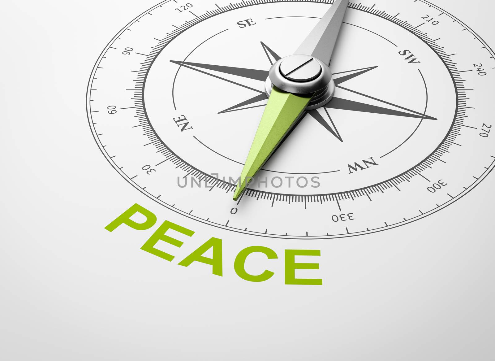 Compass on White Background, Peace Concept by make