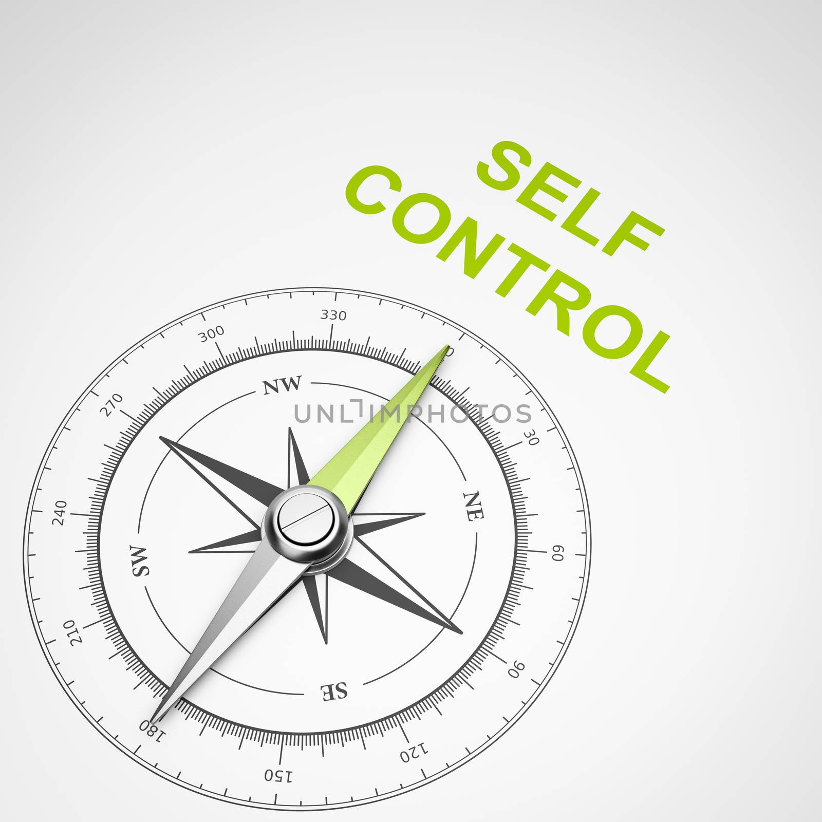 Compass on White Background, Self-Control Concept by make