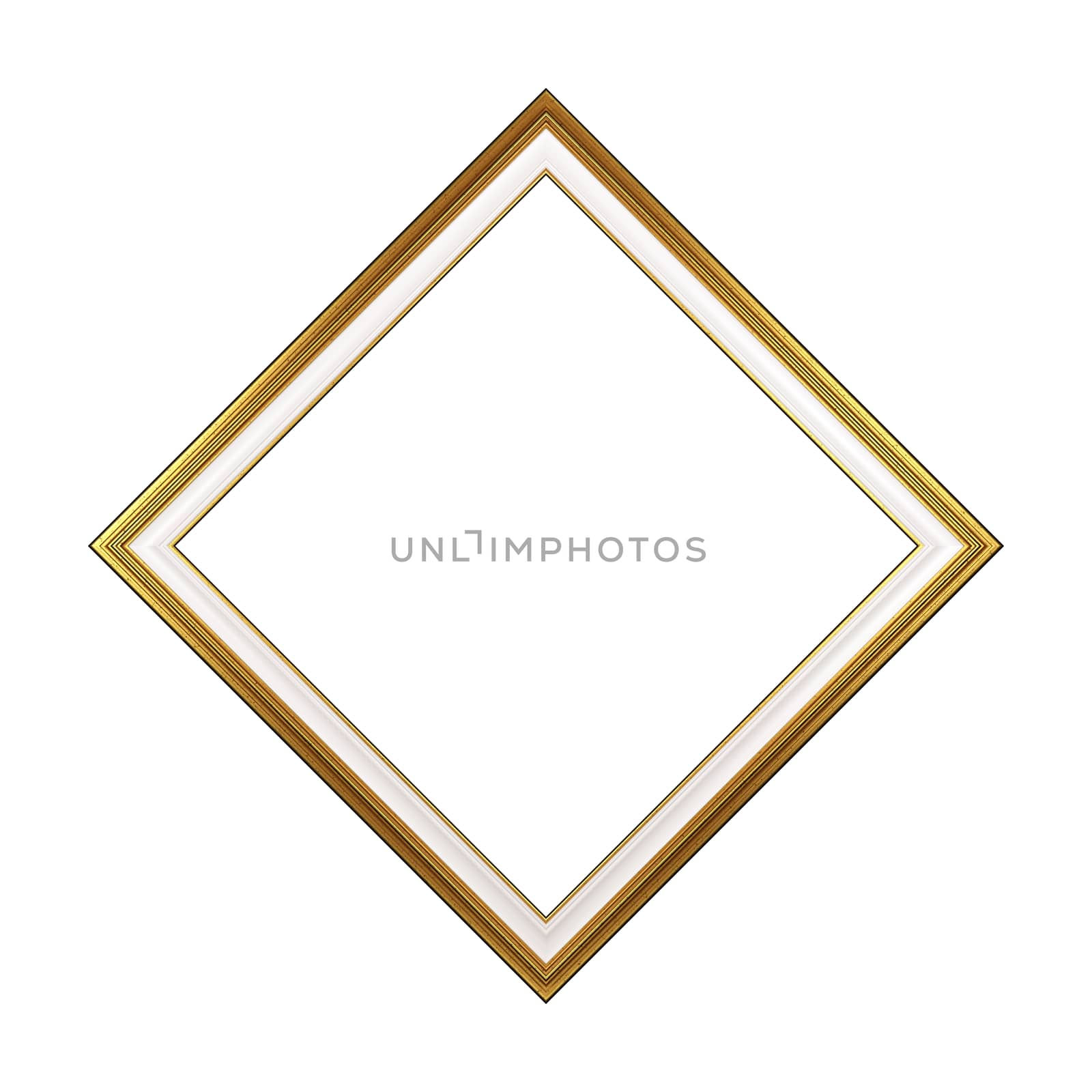 Golden Rhombus Empty Picture Frame Isolated by make