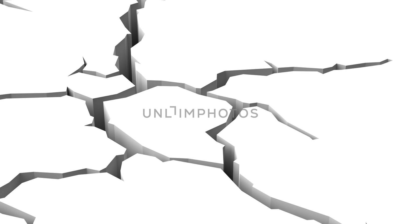 Crack in White Surface 3D Illustration