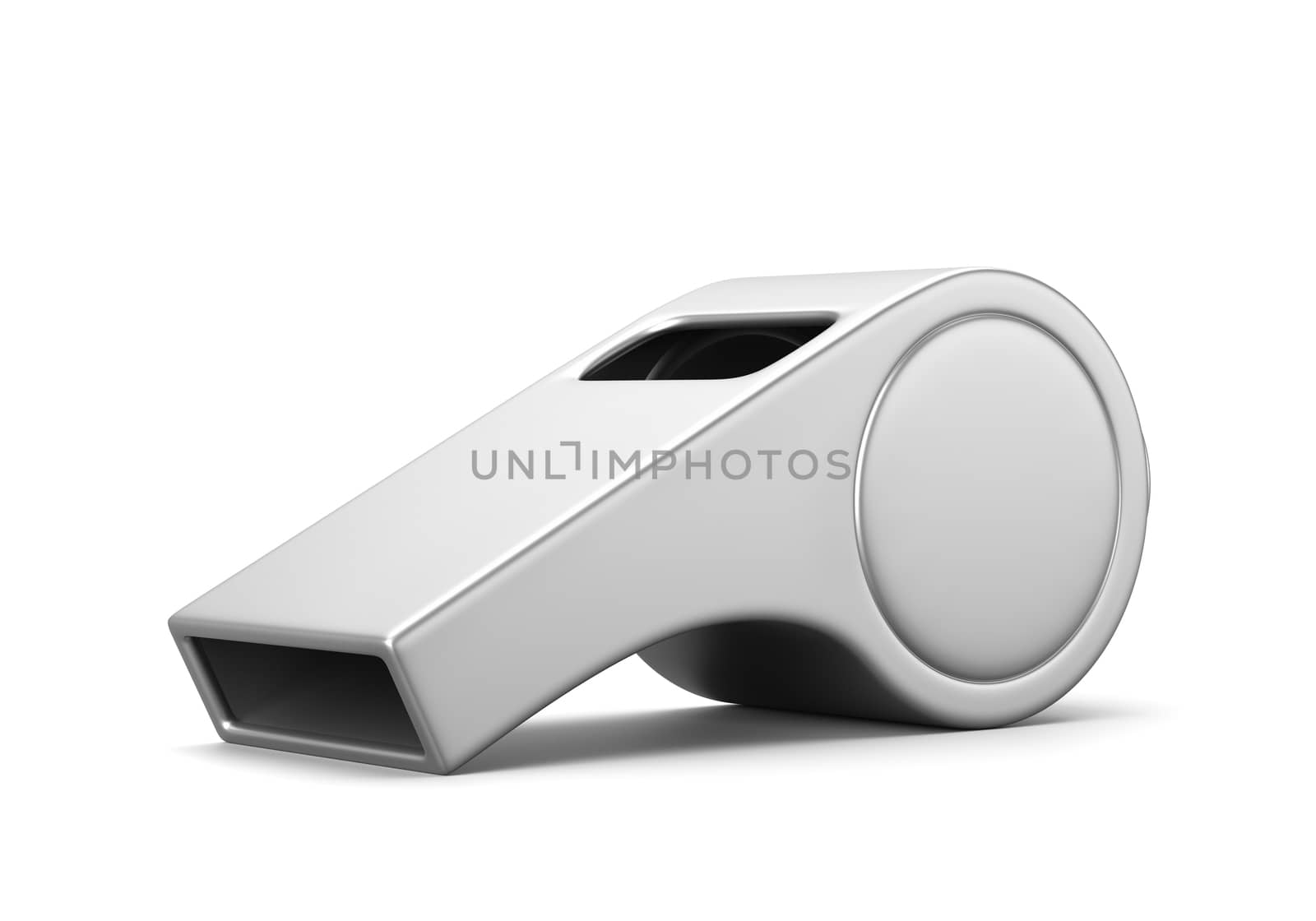 Metallic Whistle on White Background 3D Illustration