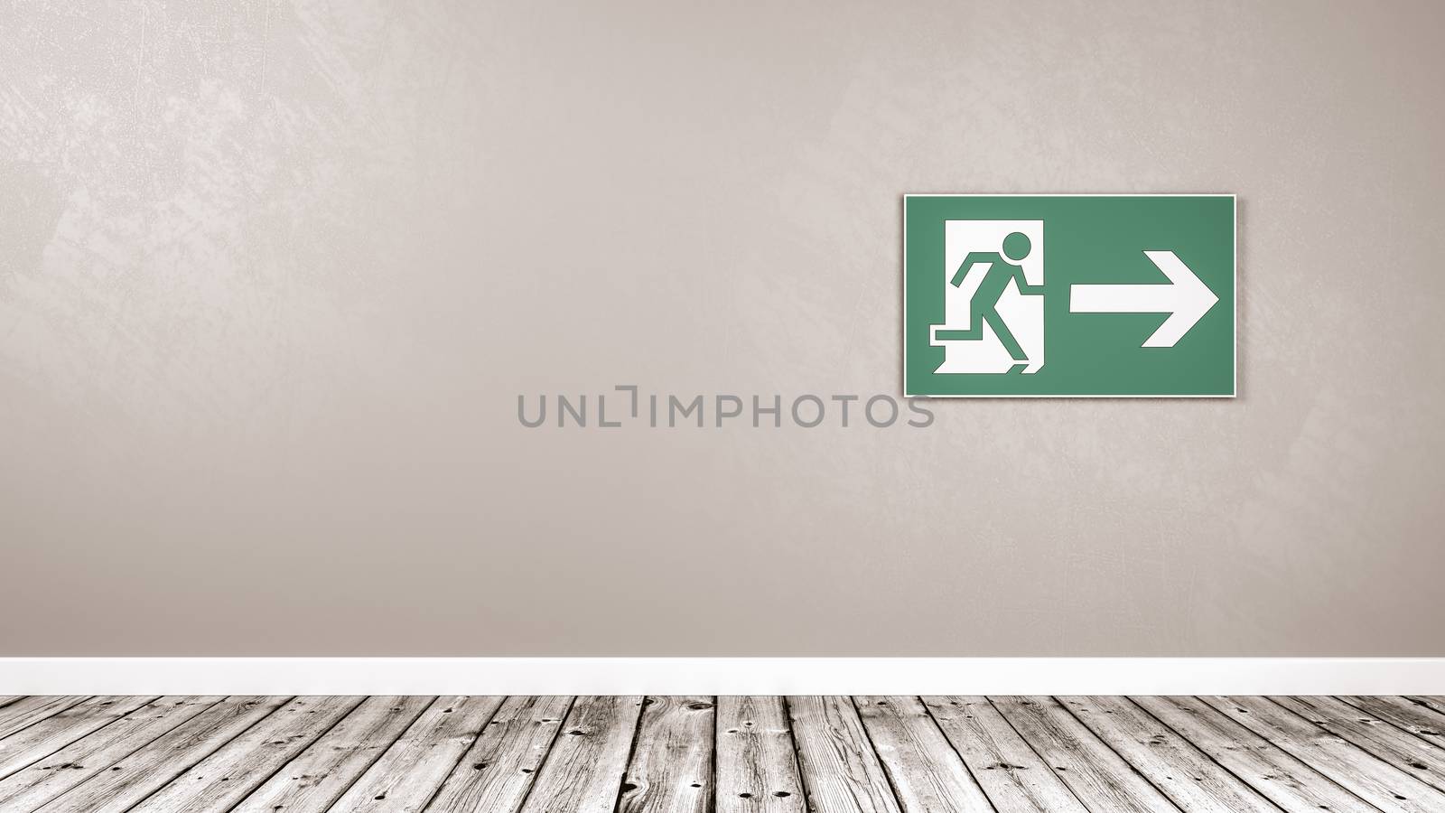 Emergency Exit Sign in the Room with Copy Space by make