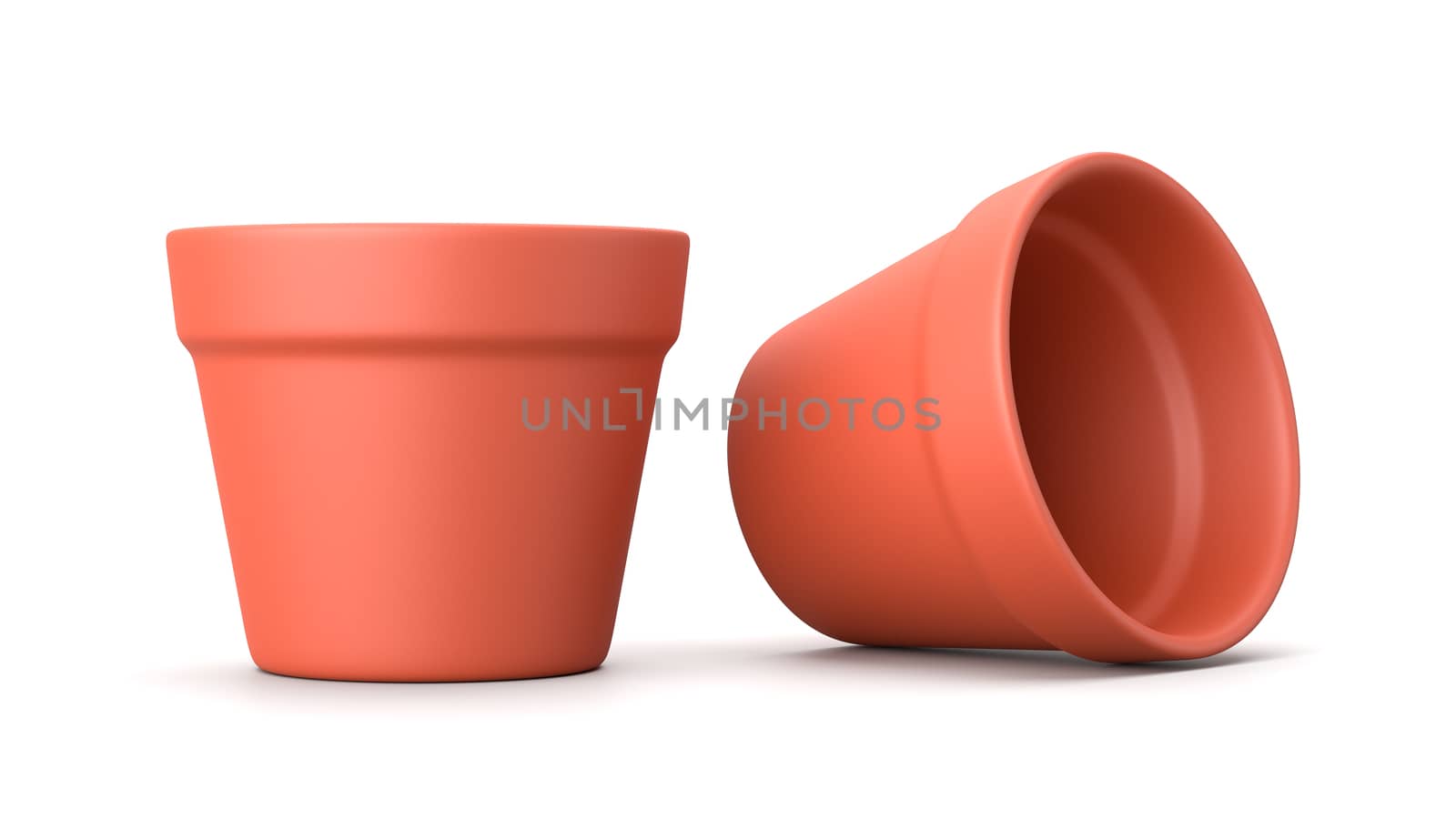 Earthenware Empty Flowerpot Isolated on White Background 3D Illustration