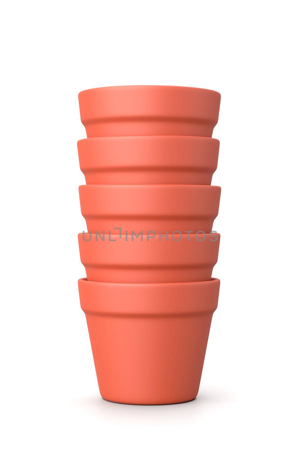 Stack of Earthenware Pots Isolated on White Background 3D Illustration