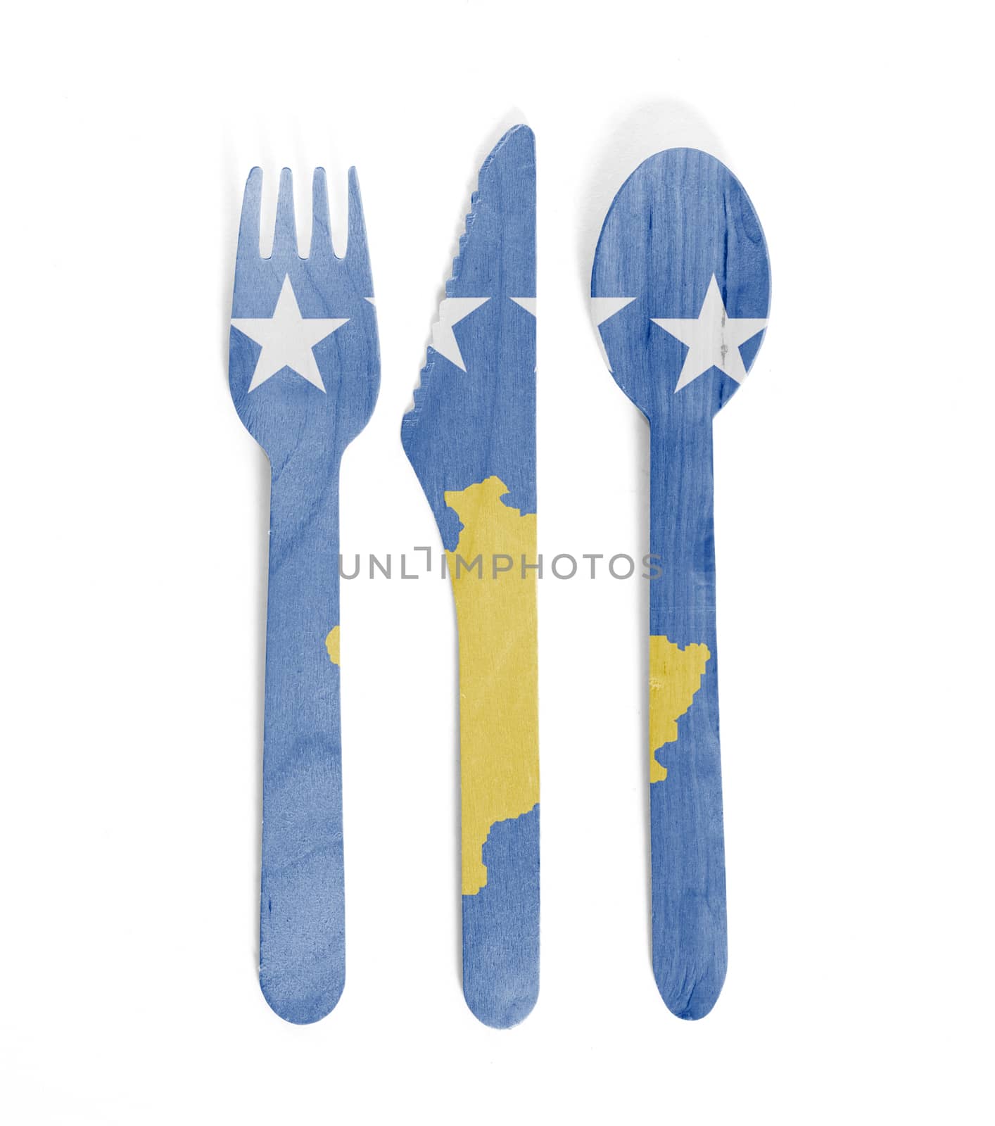 Eco friendly wooden cutlery - Plastic free concept - Flag of Kos by michaklootwijk