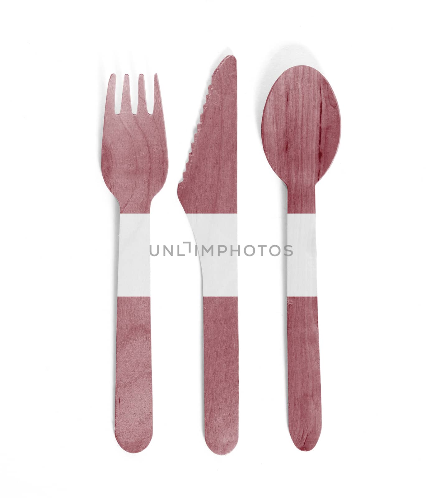 Eco friendly wooden cutlery - Plastic free concept - Flag of Lat by michaklootwijk