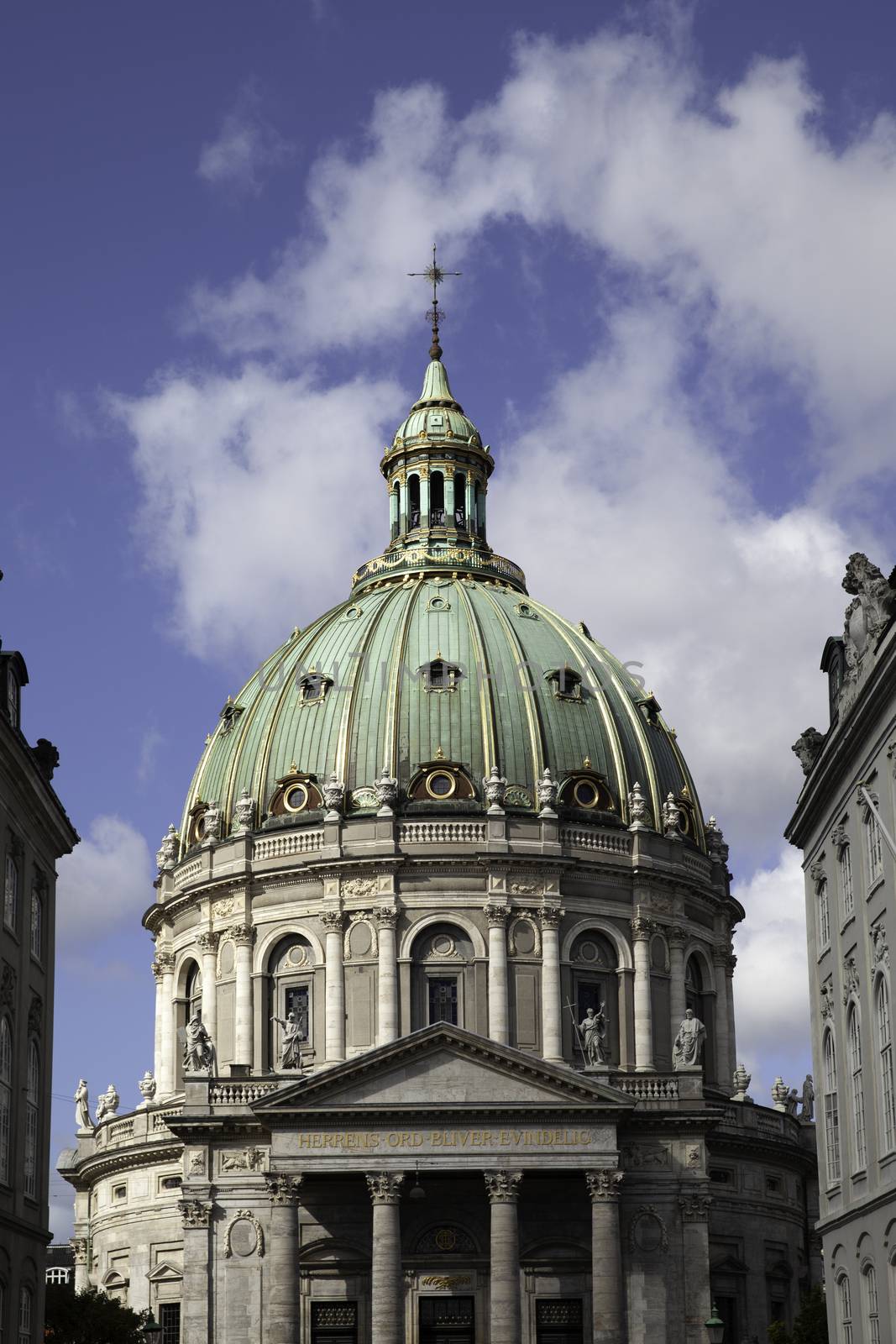 Copenhagen, Denamark - September 12 2019: Frederik's Church, popularly known as The Marble Church (Marmorkirken) for its rococo architecture, Evangelical Lutheran church in Copenhagen, Denmark