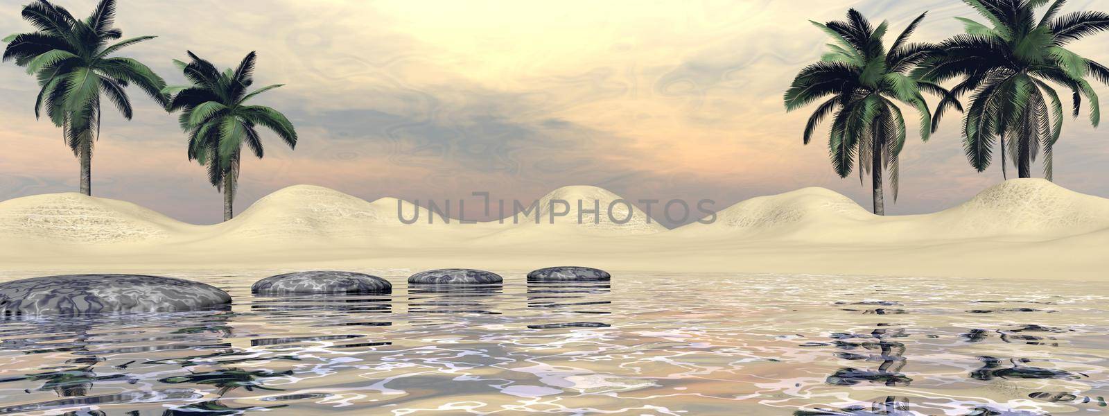 very beautiful landscape of meditation and serenity - 3d rendering by mariephotos