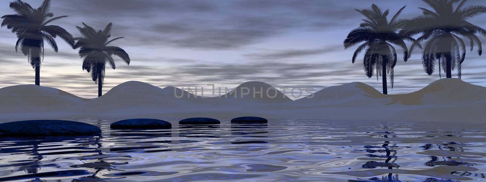 very beautiful landscape of meditation and serenity - 3d rendering by mariephotos