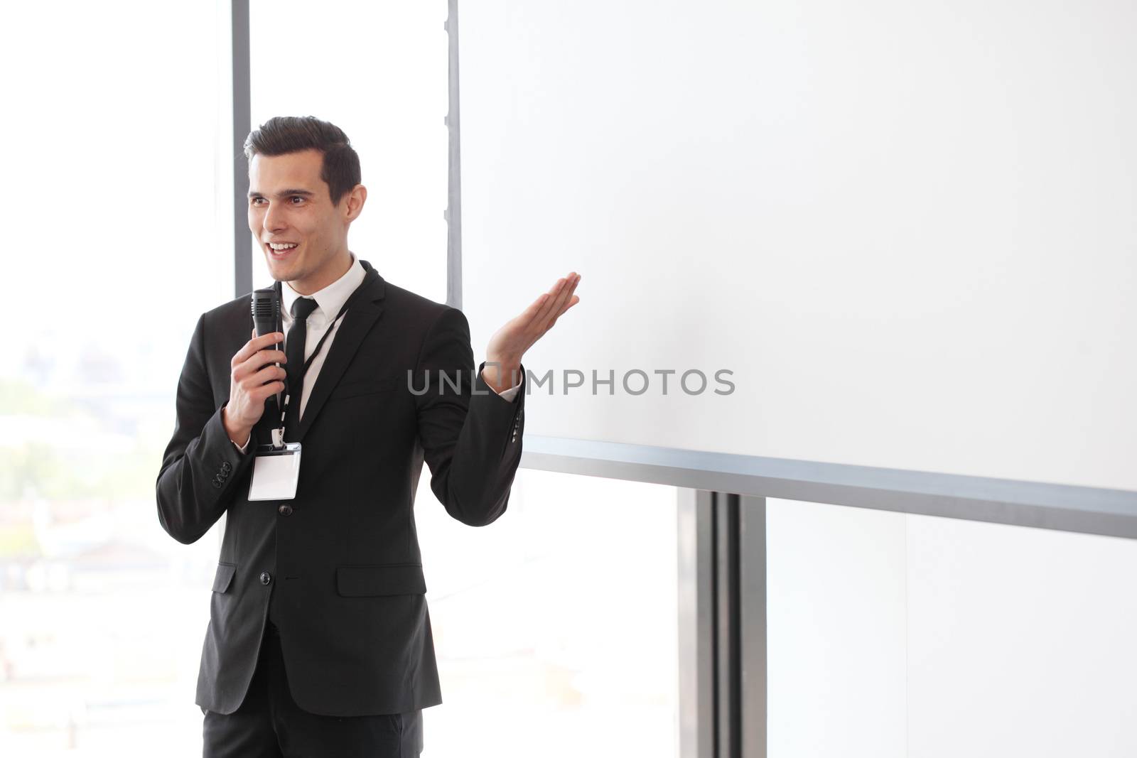 Businessman giving presentation by ALotOfPeople